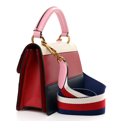 Gucci Calfskin Sylvie Web Small Queen Margaret Top Handle Bag Blue Agata Hibiscus Red Mystic White Sugar Pink 3 of 11