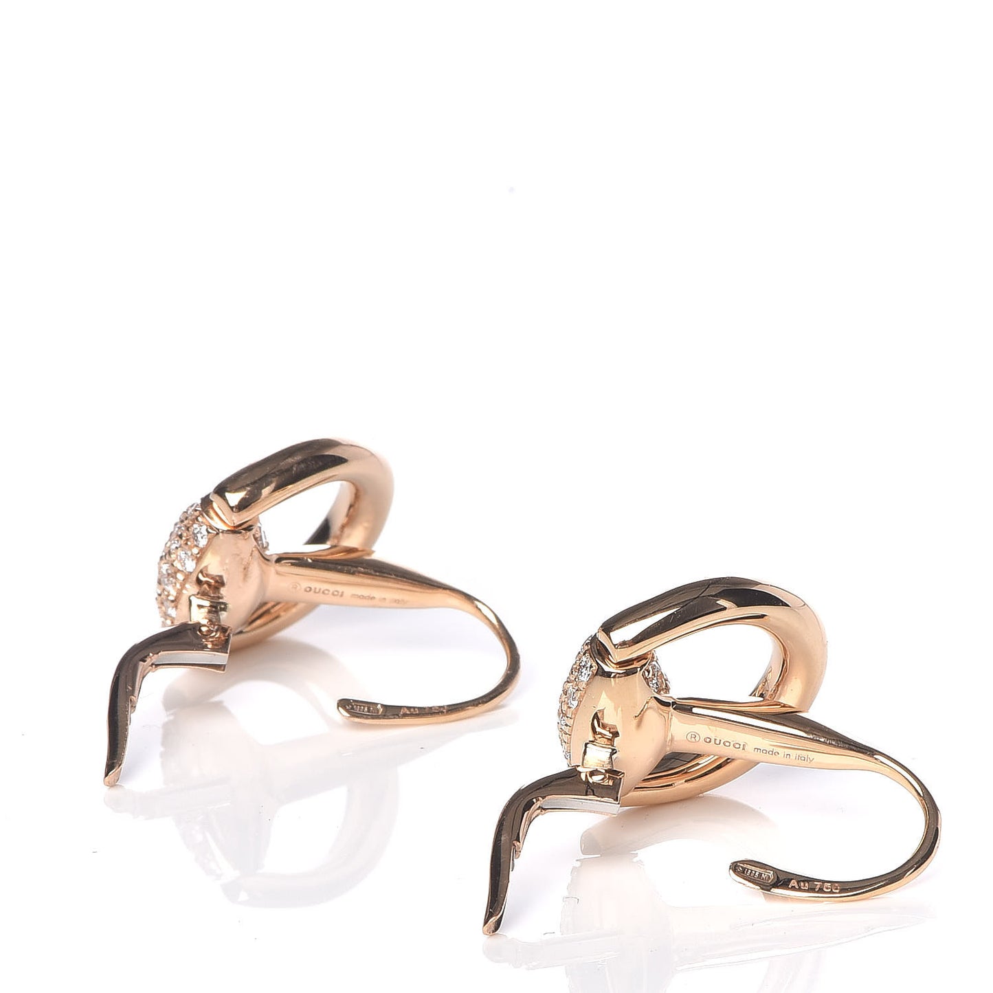 18K Rose Gold Diamond Horsebit Drop Earrings