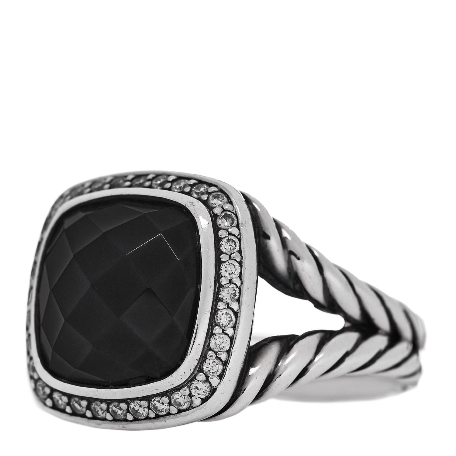 David Yurman Sterling Silver Diamond Black Onyx 11mm Albion Statement Ring 57 8 3 of 5