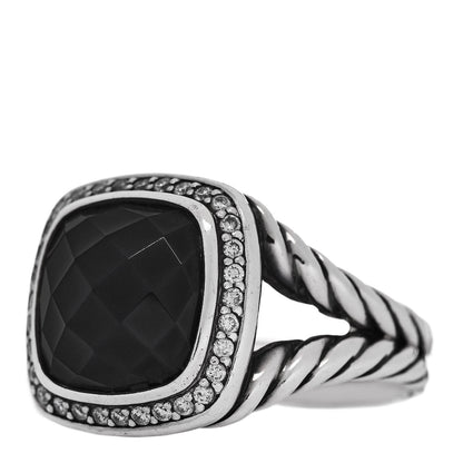 David Yurman Sterling Silver Diamond Black Onyx 11mm Albion Statement Ring 57 8 3 of 5