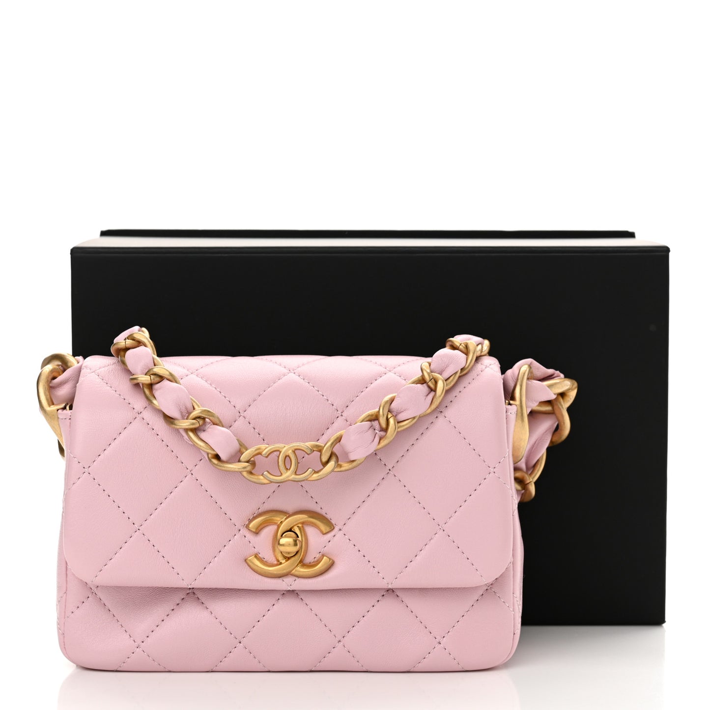 Lambskin Quilted Mini Flap Light Pink