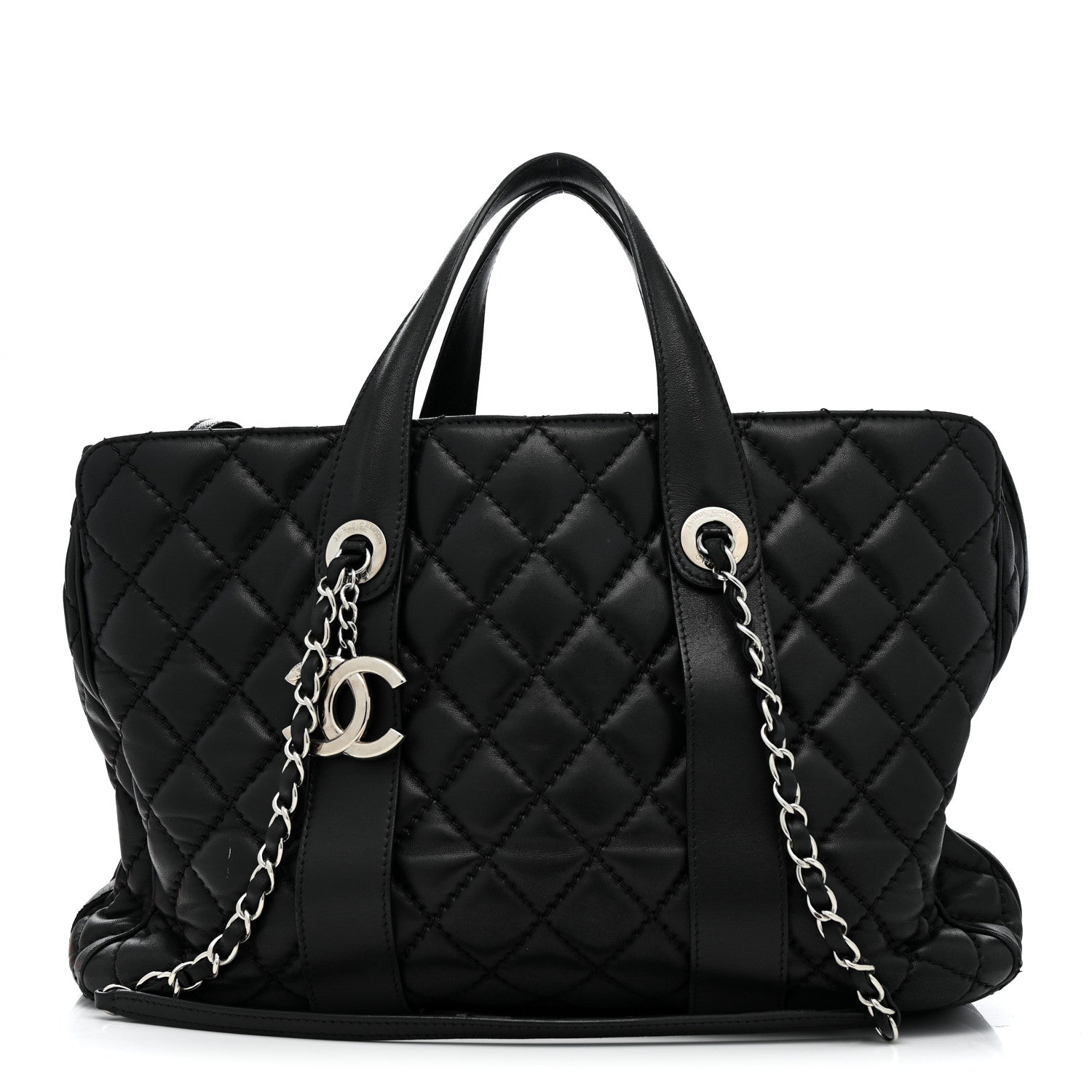 Chanel Lambskin Quilted Easy Carry Shopping Tote Black 1 of 17