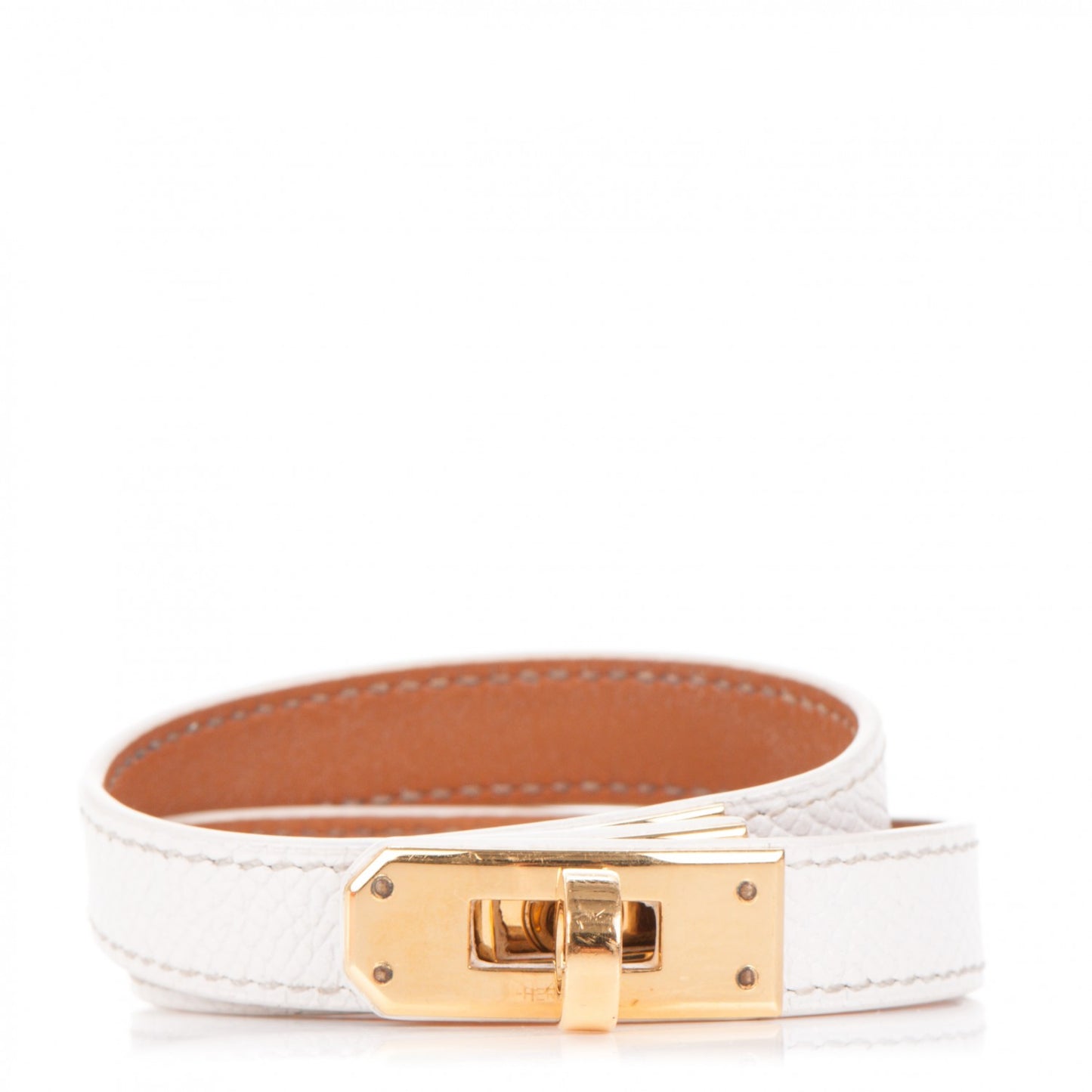Epsom Kelly Double Tour Bracelet M White