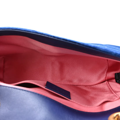 Gucci Velvet Matelasse Mini GG Marmont Shoulder Bag Cobalt Blue 5 of 10