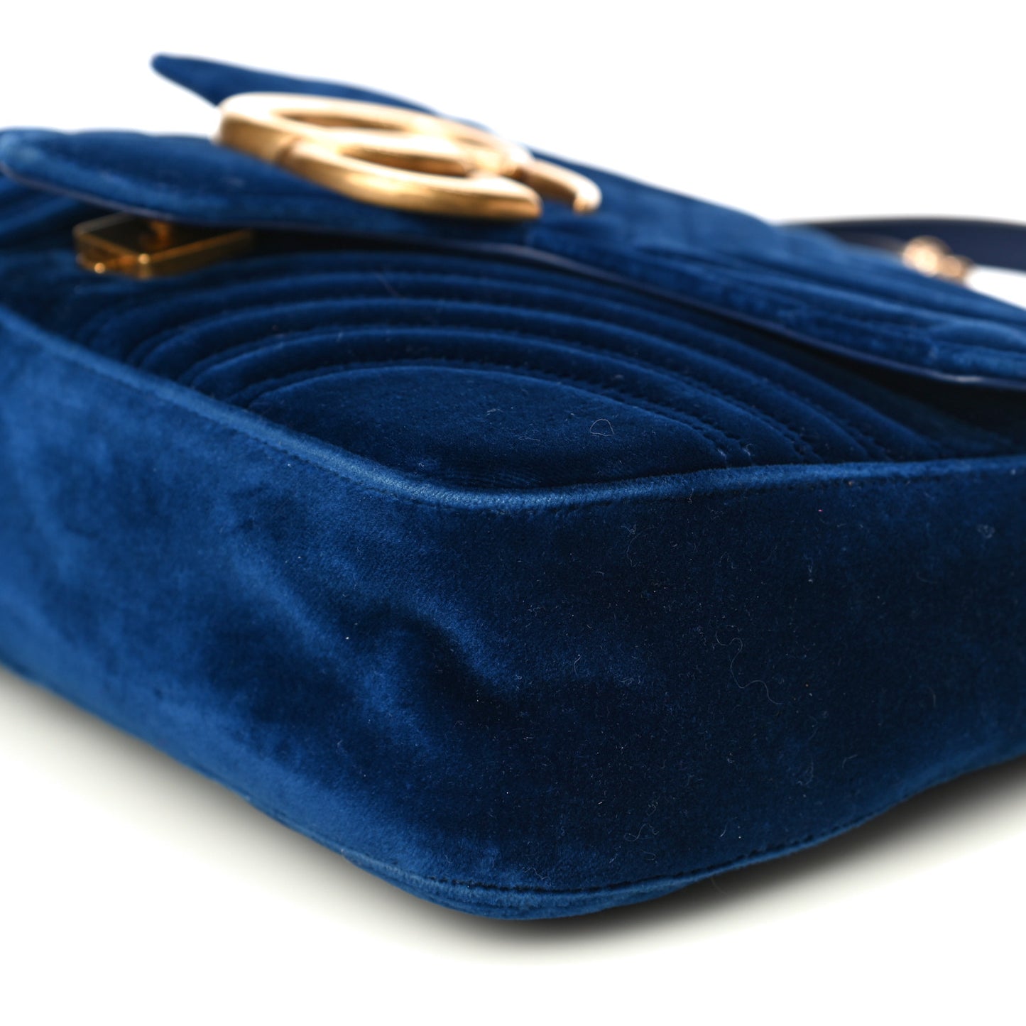 Velvet Matelasse Medium GG Marmont Shoulder Bag Cobalt Blue