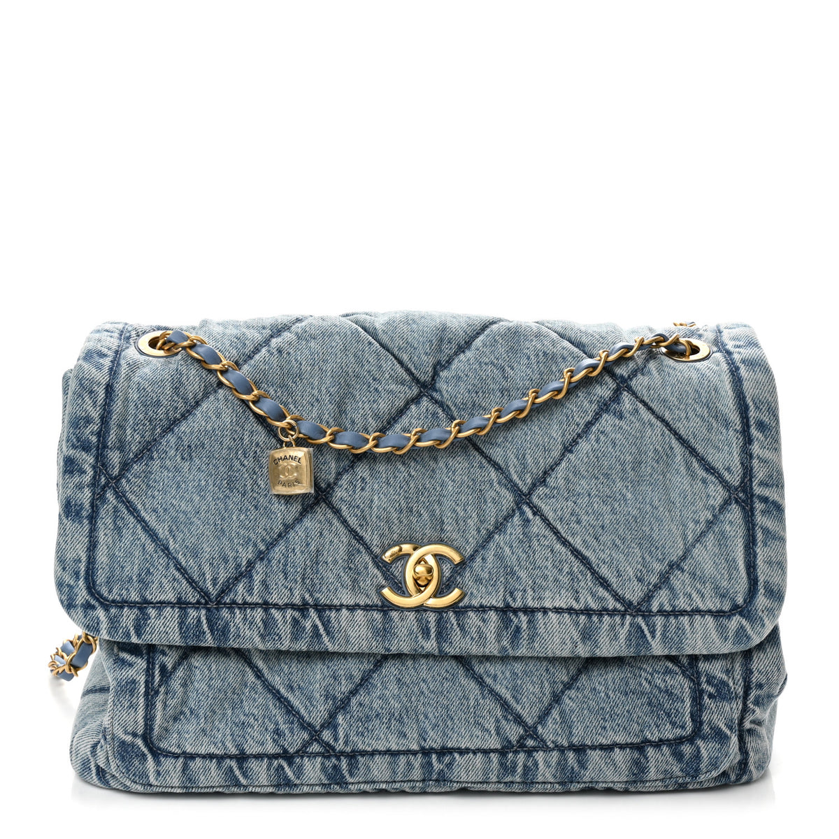 Chanel Washed Denim Quilted Flap Bag Blue 1 of 10