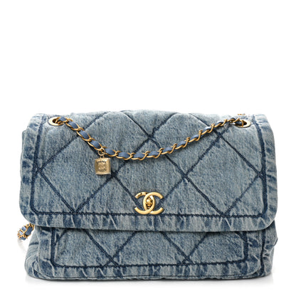Chanel Washed Denim Quilted Flap Bag Blue 1 of 10