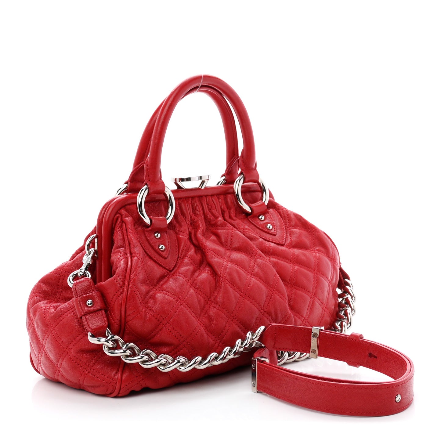 Calfskin Quilted Leather Stam Bag Red