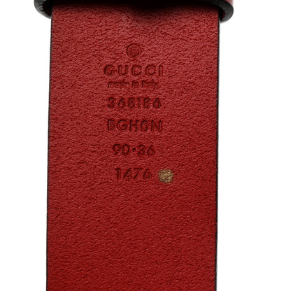 Gucci Selleria Calfskin Nickel Interlocking G 37mm Belt 90 36 Rosso 3 of 6