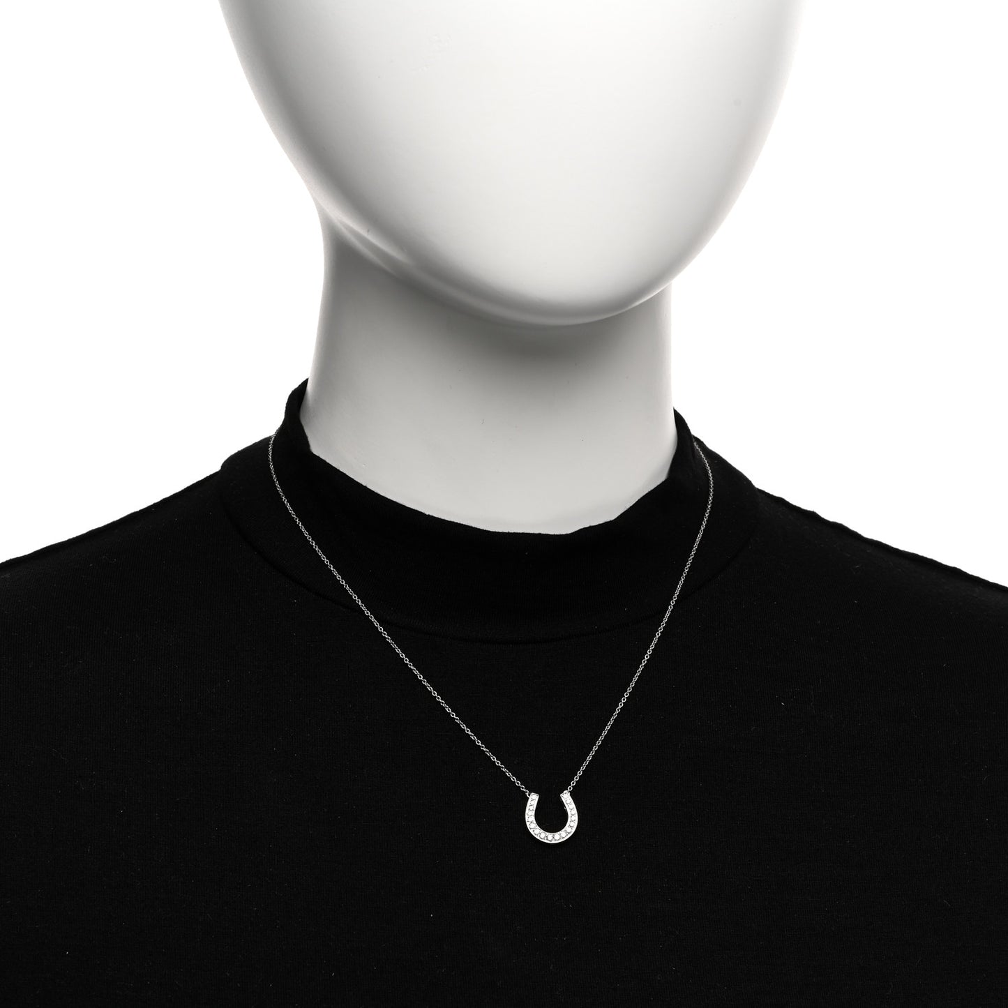 Platinum Diamond Horseshoe Pendant Necklace