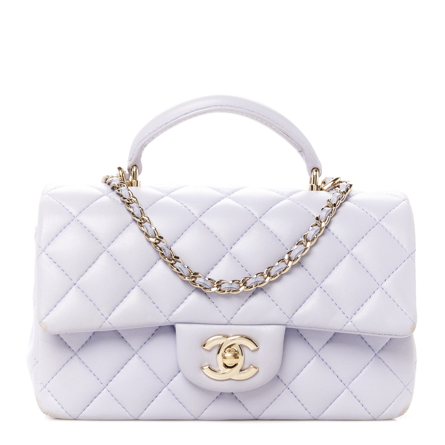 Chanel Lambskin Quilted Mini Top Handle Rectangular Flap Light Purple 1 of 13