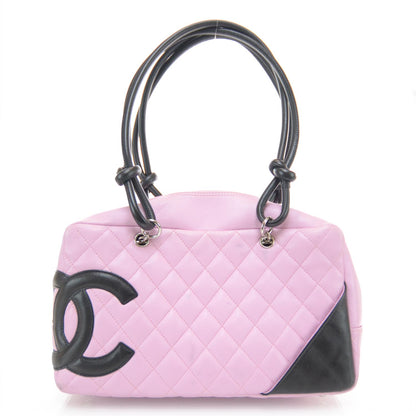 Chanel Calfskin Quilted Large Cambon Bowler Pink Black 1 of 9