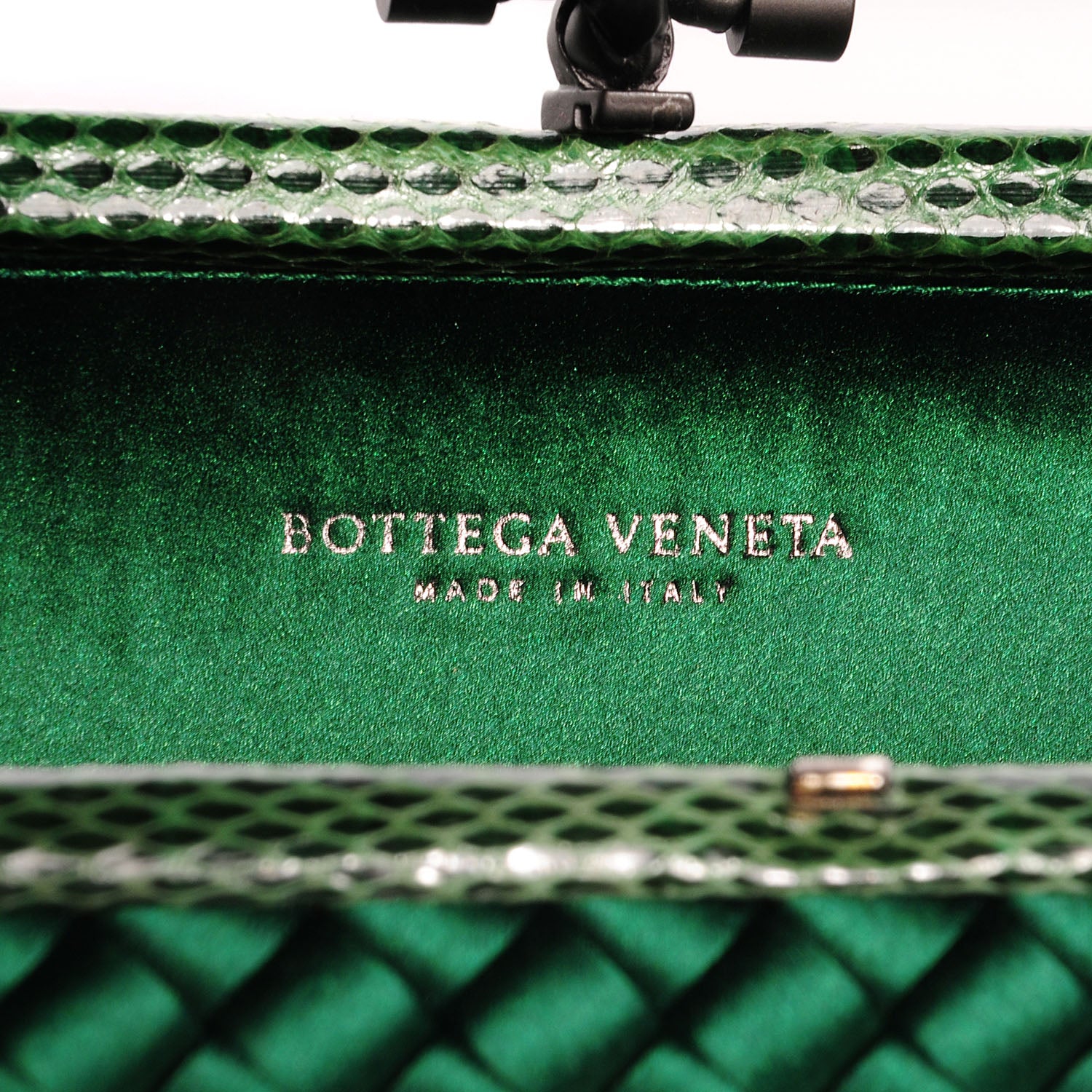 Bottega Veneta BOTTEGA VENETA Satin Intreccio Impero Ayers Stretch Knot Clutch Emerald 6 of 11