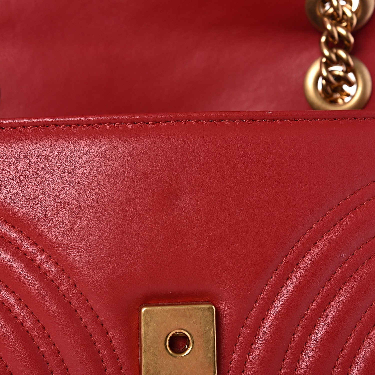 Gucci Calfskin Matelasse Mini GG Marmont Shoulder Bag Hibiscus Red 10 of 12