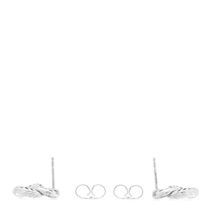 David Yurman 18K White Gold Diamond Extra Small Belmont Curb Link Drop Earrings 3 of 4