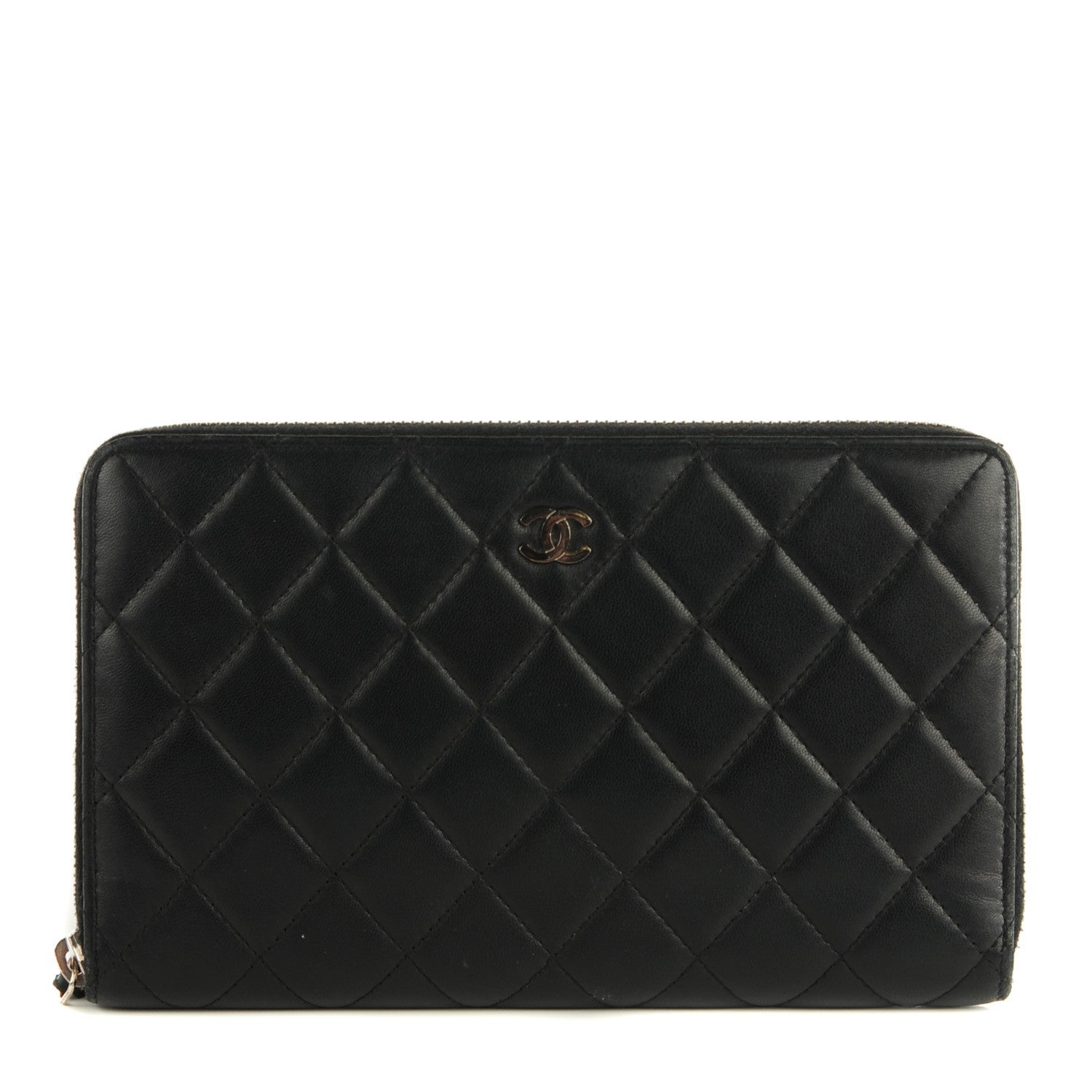 Chanel Lambskin Quilted Large Zipped Wallet Black 1 of 7