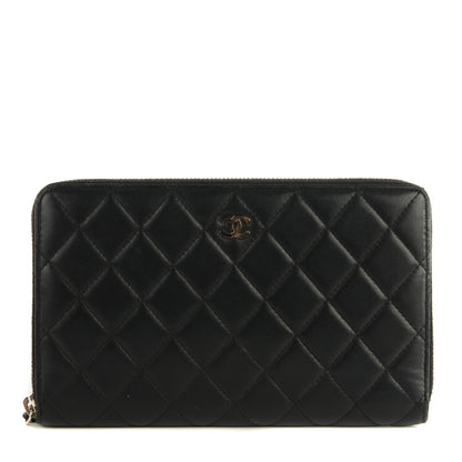 Chanel Lambskin Quilted Large Zipped Wallet Black 1 of 7