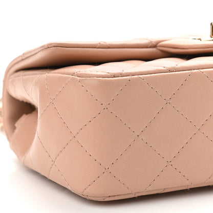 Chanel Lambskin Quilted Mini Rectangular Flap Beige 9 of 11