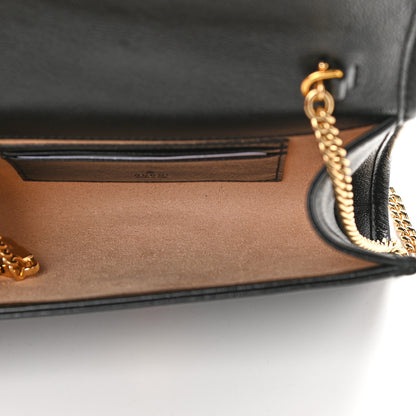 Gucci Textured Calfskin Web Mini Rajah Slim Flap Shoulder Bag Black 5 of 9