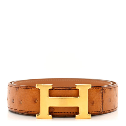 Hermes Ostrich 32mm H Belt Belt 75 30 Gold 1 of 6