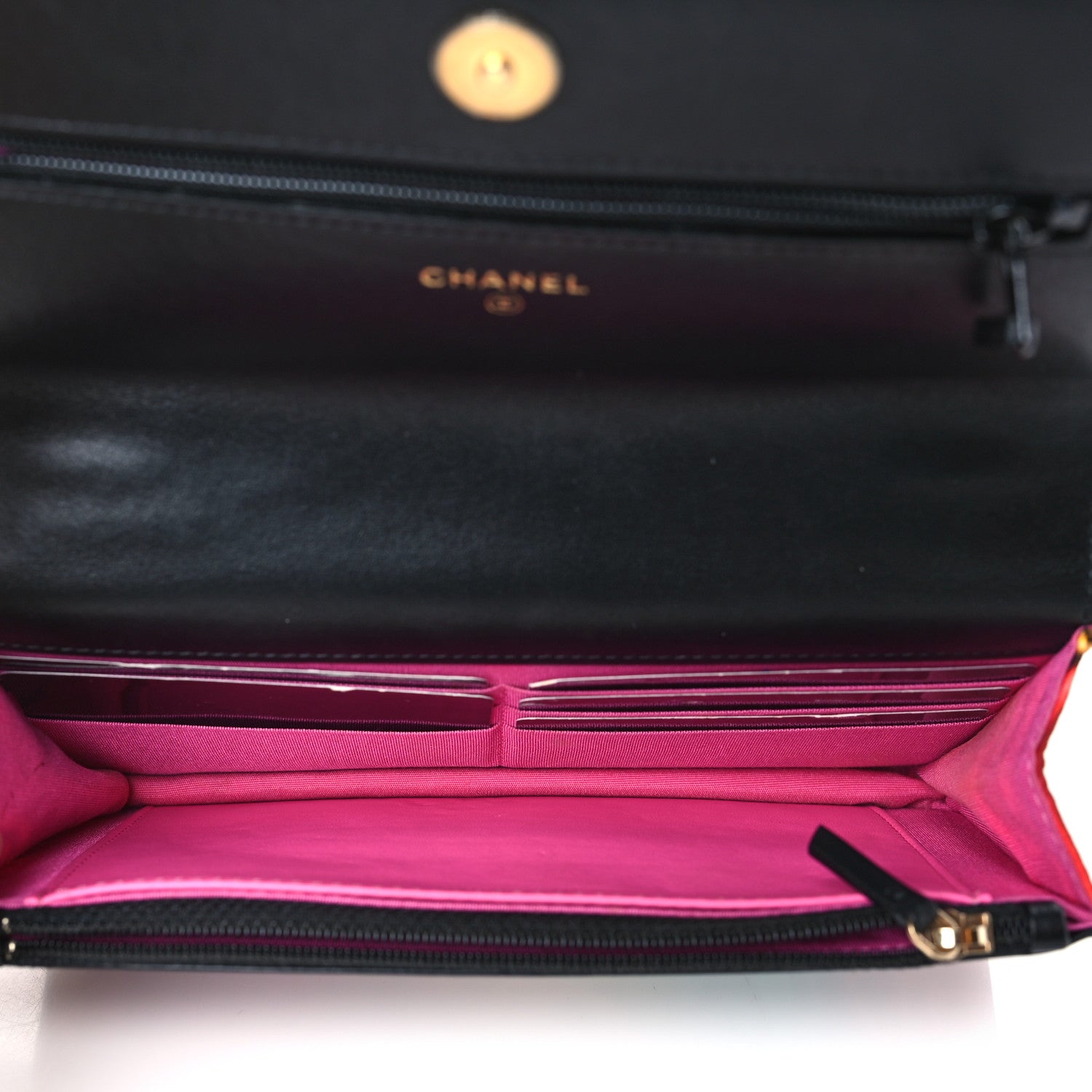 Chanel Fabric Printed Chanel 19 Wallet On Chain WOC Black Multicolor 5 of 10