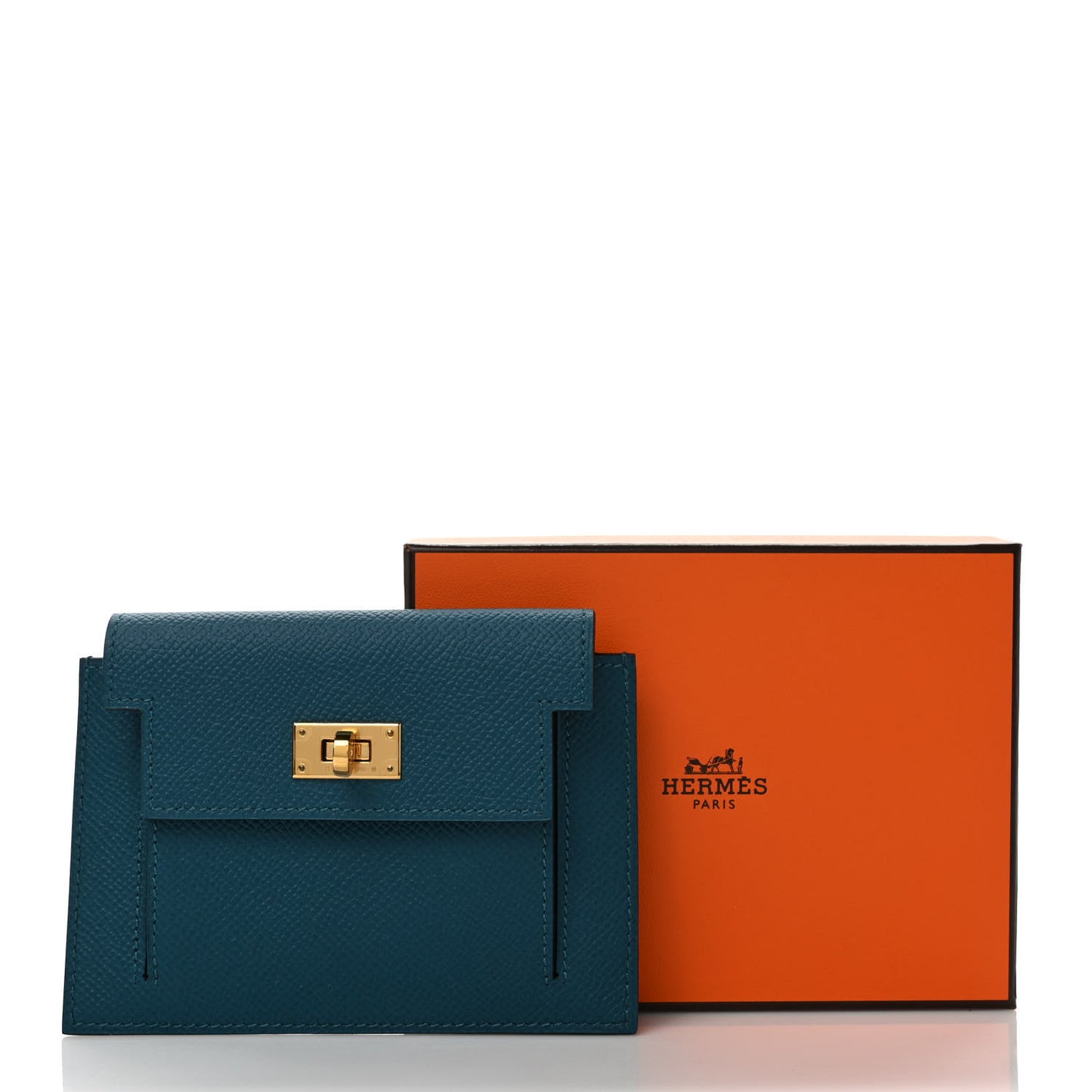 Epsom Kelly Pocket Compact Wallet Vert Bosphore