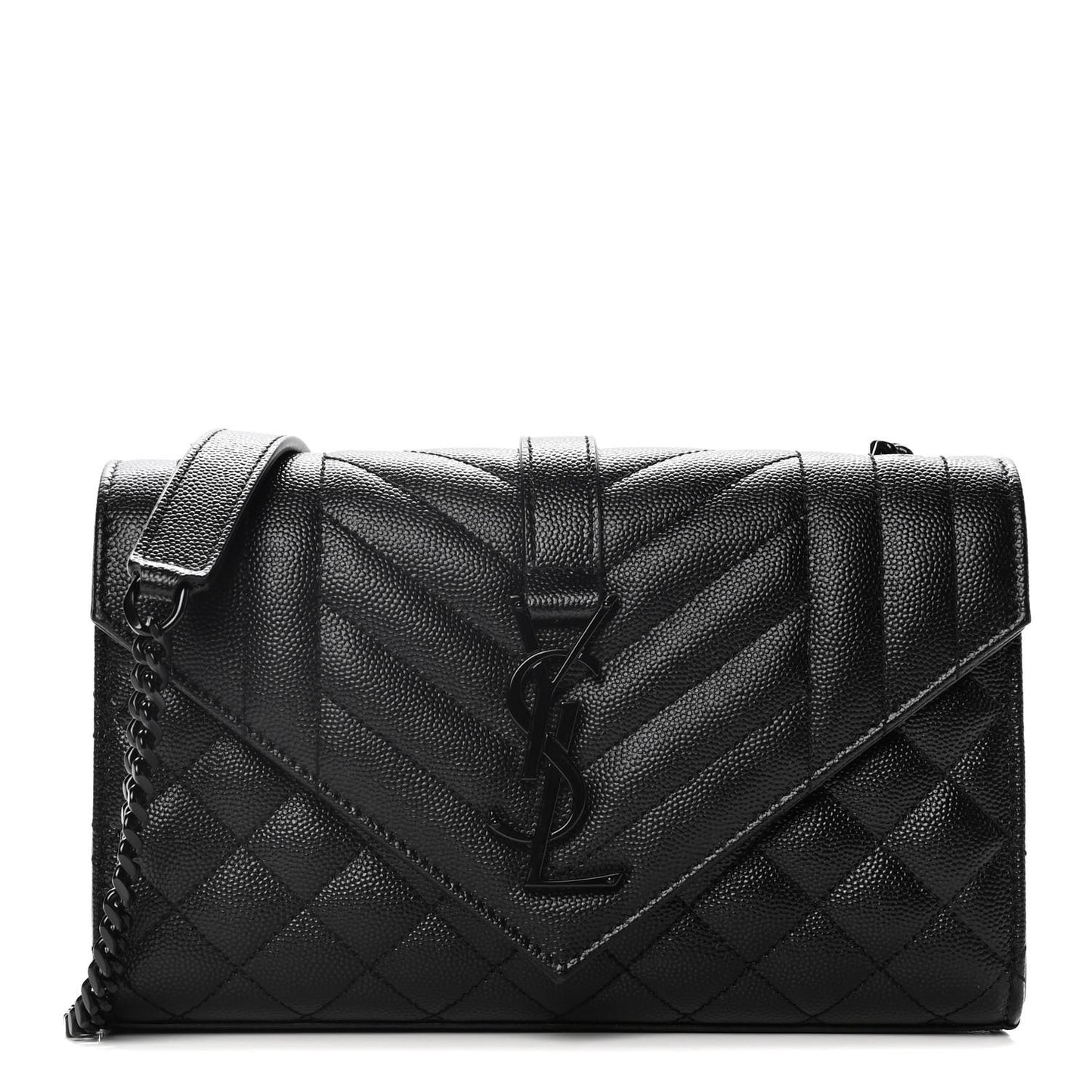 Grain De Poudre Textured Mixed Matelasse Triquilt Small Monogram Satchel Black