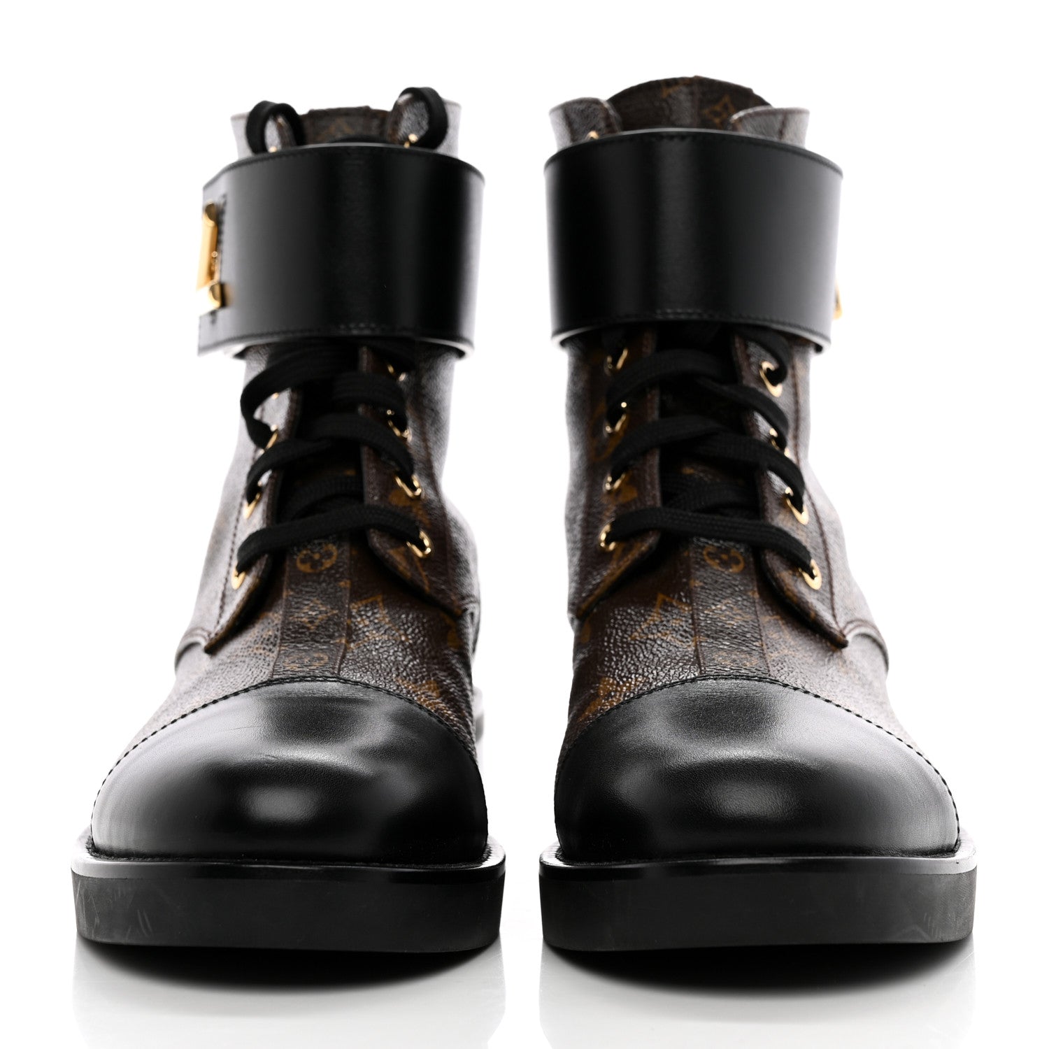 Louis Vuitton Calfskin Monogram Wonderland Flat Ranger Boots 40 Black 2 of 14