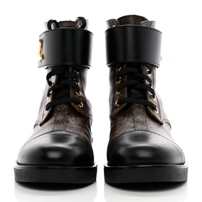 Louis Vuitton Calfskin Monogram Wonderland Flat Ranger Boots 40 Black 2 of 14