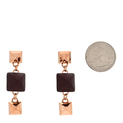 Hermes Rose Gold Swift Disco Faubourg Drop Earrings Bordeaux 2 of 5