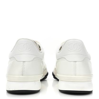 Chanel Shiny Calfskin Suede Quilted CC Logo Sneakers 39 White 4 of 13