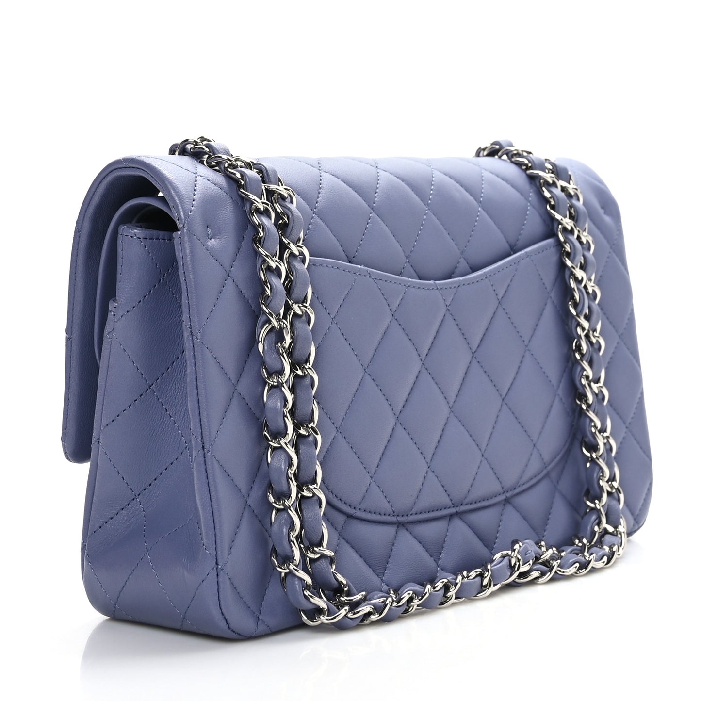 Lambskin Quilted Medium Double Flap Light Purple