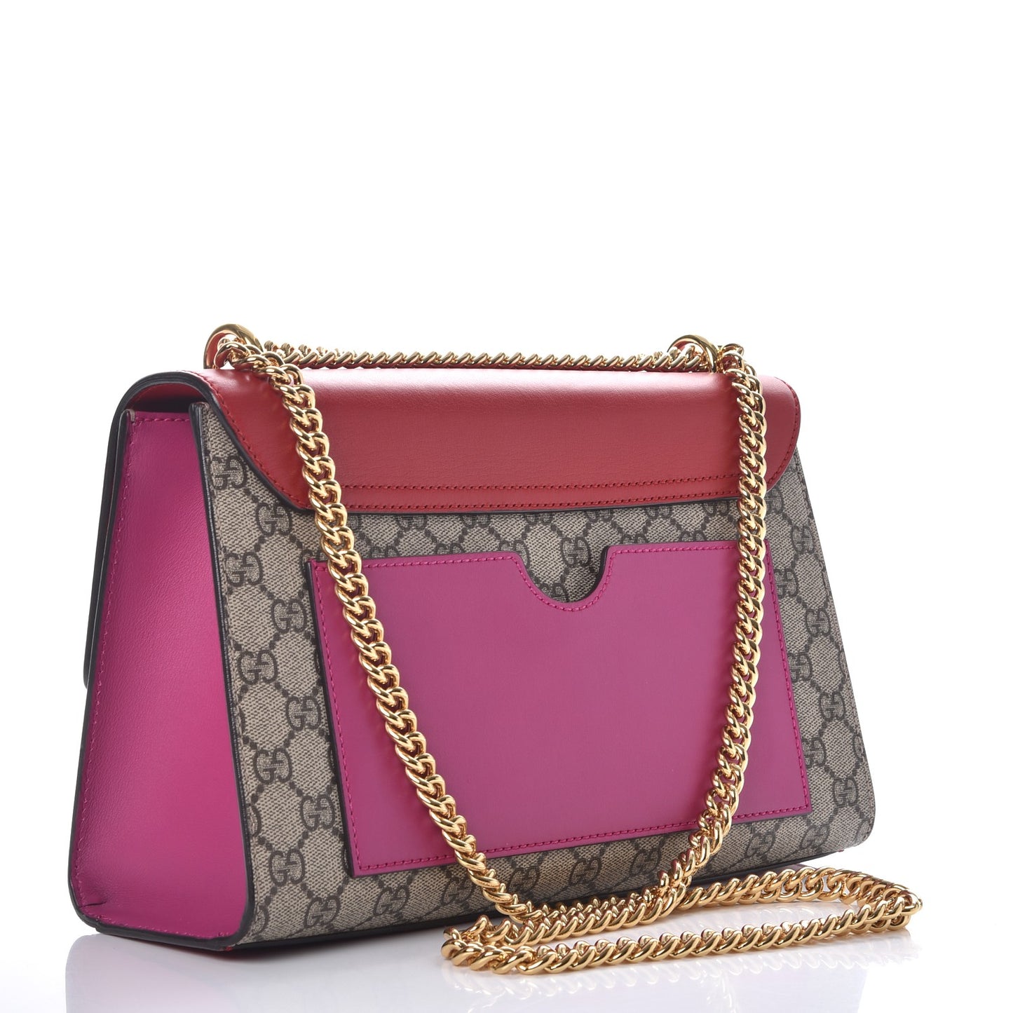 GG Supreme Monogram Calfskin Medium Padlock Shoulder Bag Beige Hibiscus Red New Rosette