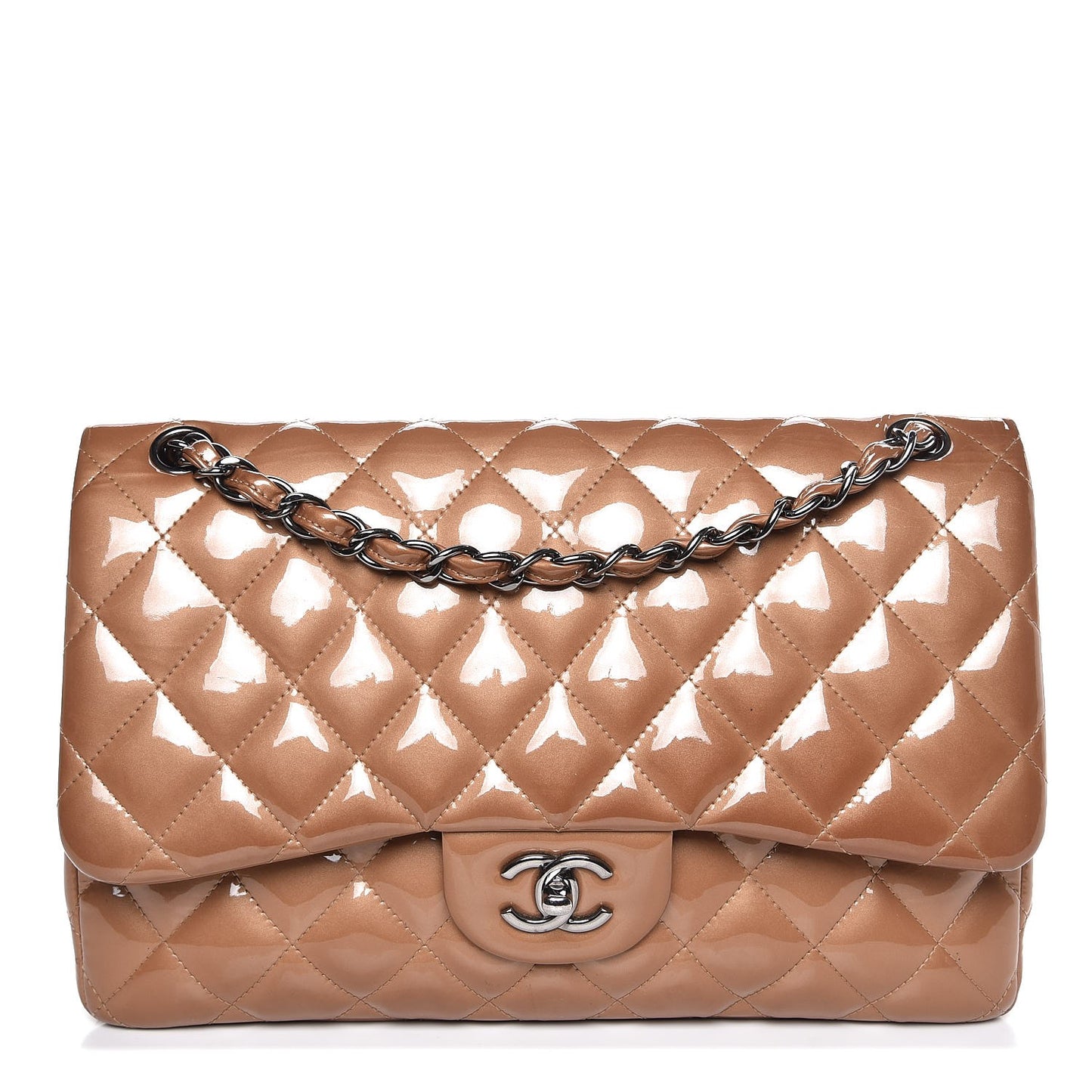 Patent Quilted Jumbo Double Flap Bronze