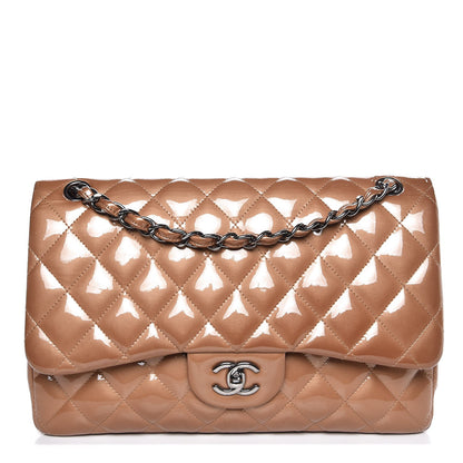 Chanel Patent Quilted Jumbo Double Flap Bronze 1 of 9