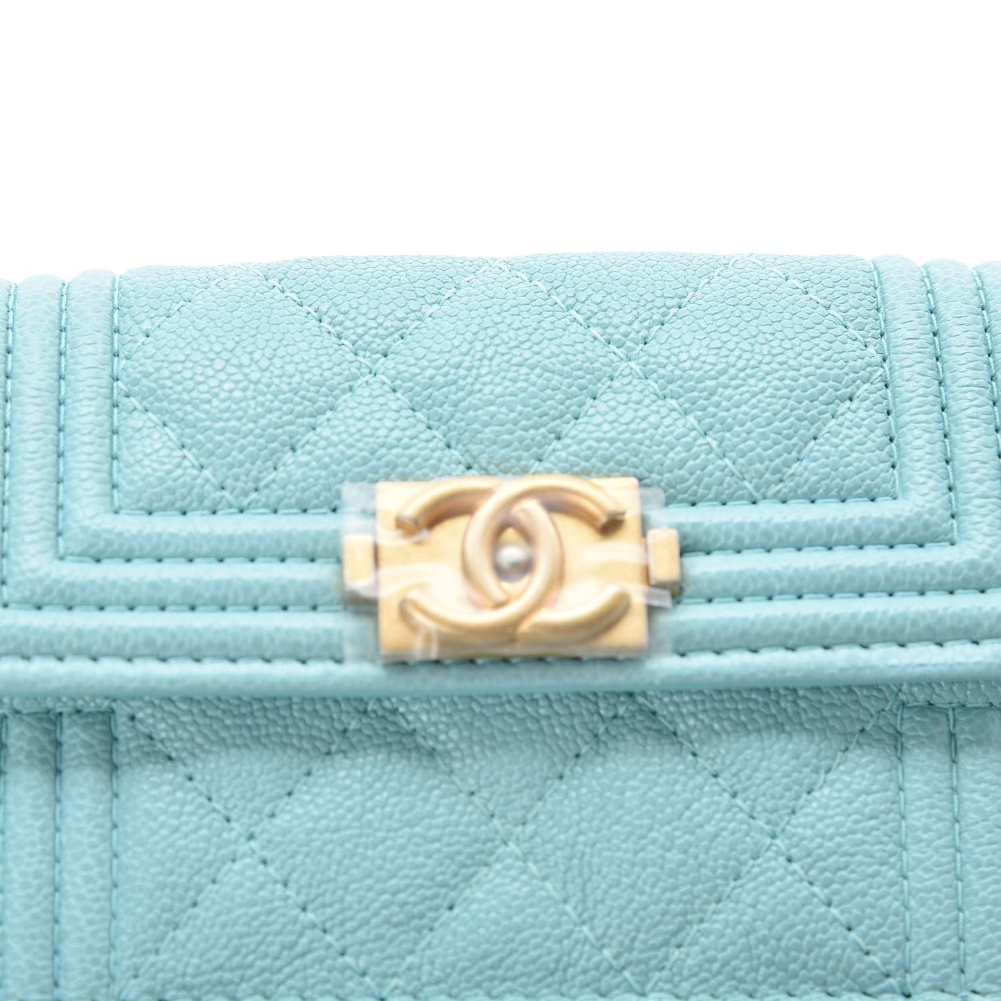 Caviar Quilted Small Boy Flap Wallet Light Blue