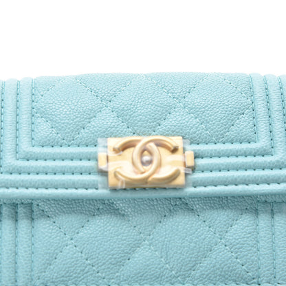 Chanel Caviar Quilted Small Boy Flap Wallet Light Blue 8 of 8
