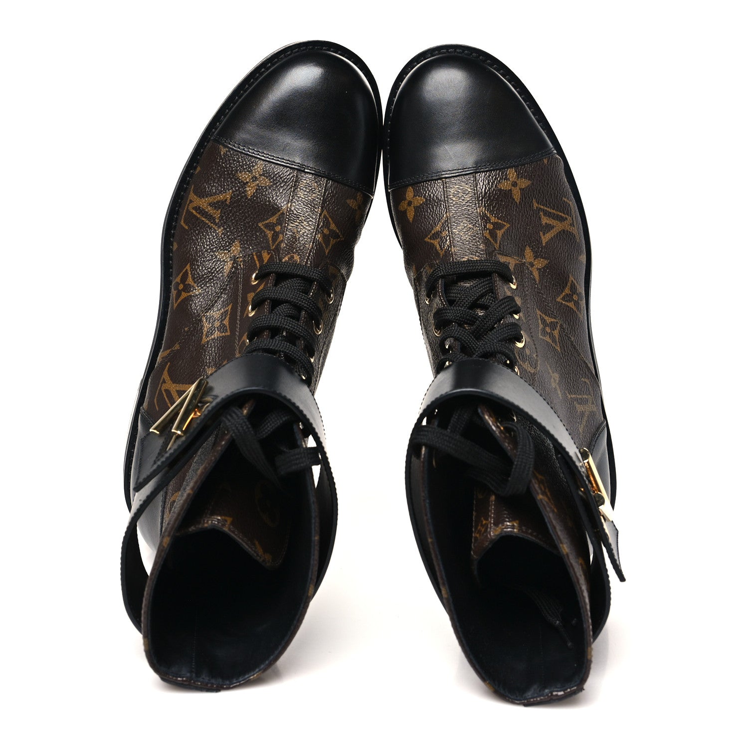 Louis Vuitton Calfskin Monogram Wonderland Flat Ranger Boots 40 Black 2 of 9