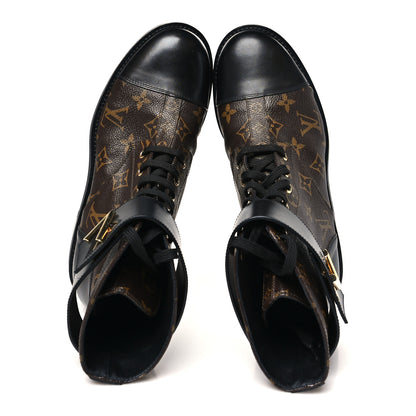 Louis Vuitton Calfskin Monogram Wonderland Flat Ranger Boots 40 Black 2 of 9