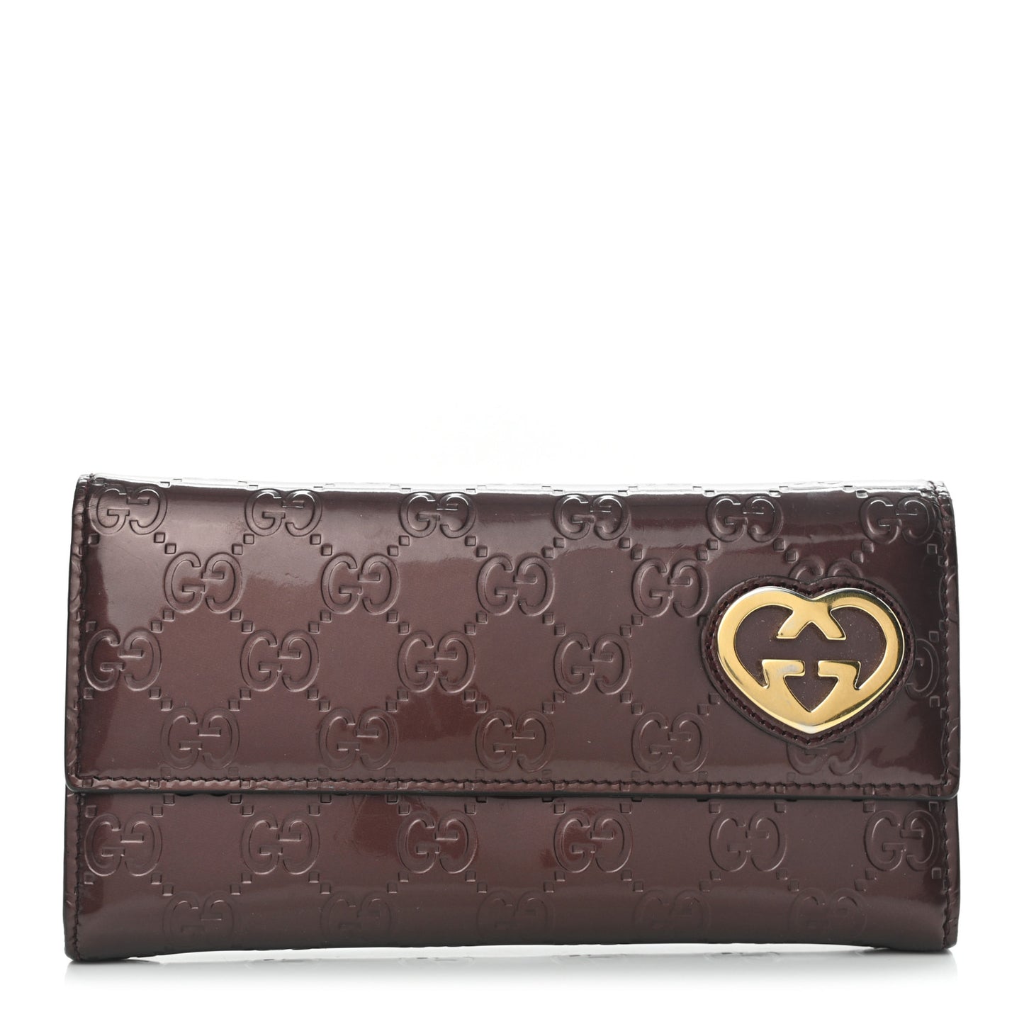 Shine Guccissima Lovely Heart Continental Wallet Scarlatto