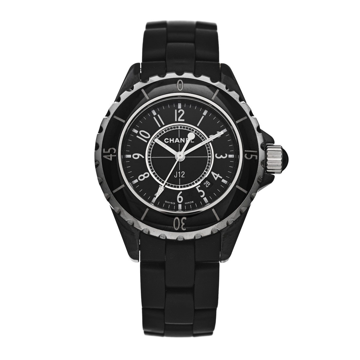 Chanel Stainless Steel Matte Ceramic 33mm J12 Quartz Watch Black 1 of 4