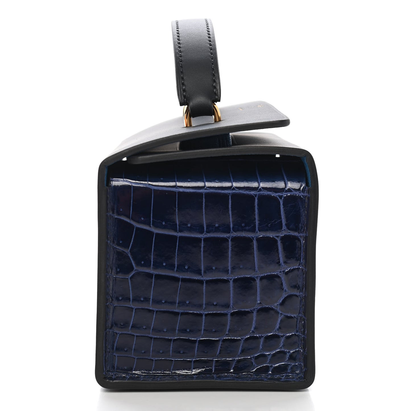 Vache Hunter Shiny Alligator Petit H Box Bag Bleu Marine Bleu Saphir