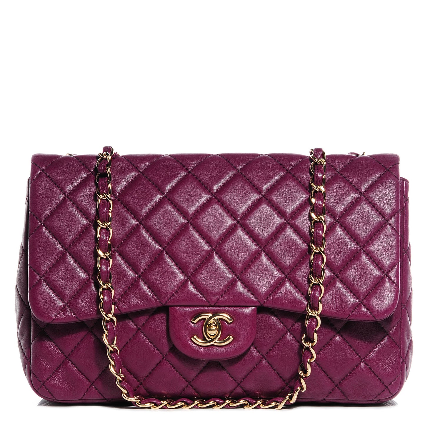 Lambskin Quilted Jumbo Single Flap Purple