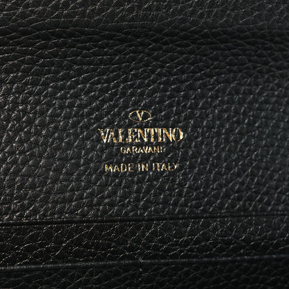 Valentino Garavani Pebbled Calfskin Rockstud Flip Lock Wallet On Chain Black 6 of 8