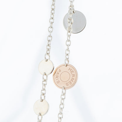 Hermes Sterling Silver 18K Rose Gold Confettis Long Necklace 3 of 5
