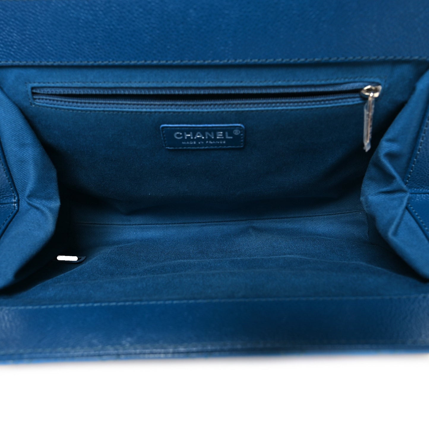 Caviar Quilted CC Large Clutch Peacock Blue