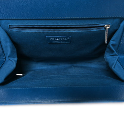 Chanel Caviar Quilted CC Large Clutch Peacock Blue 6 of 11