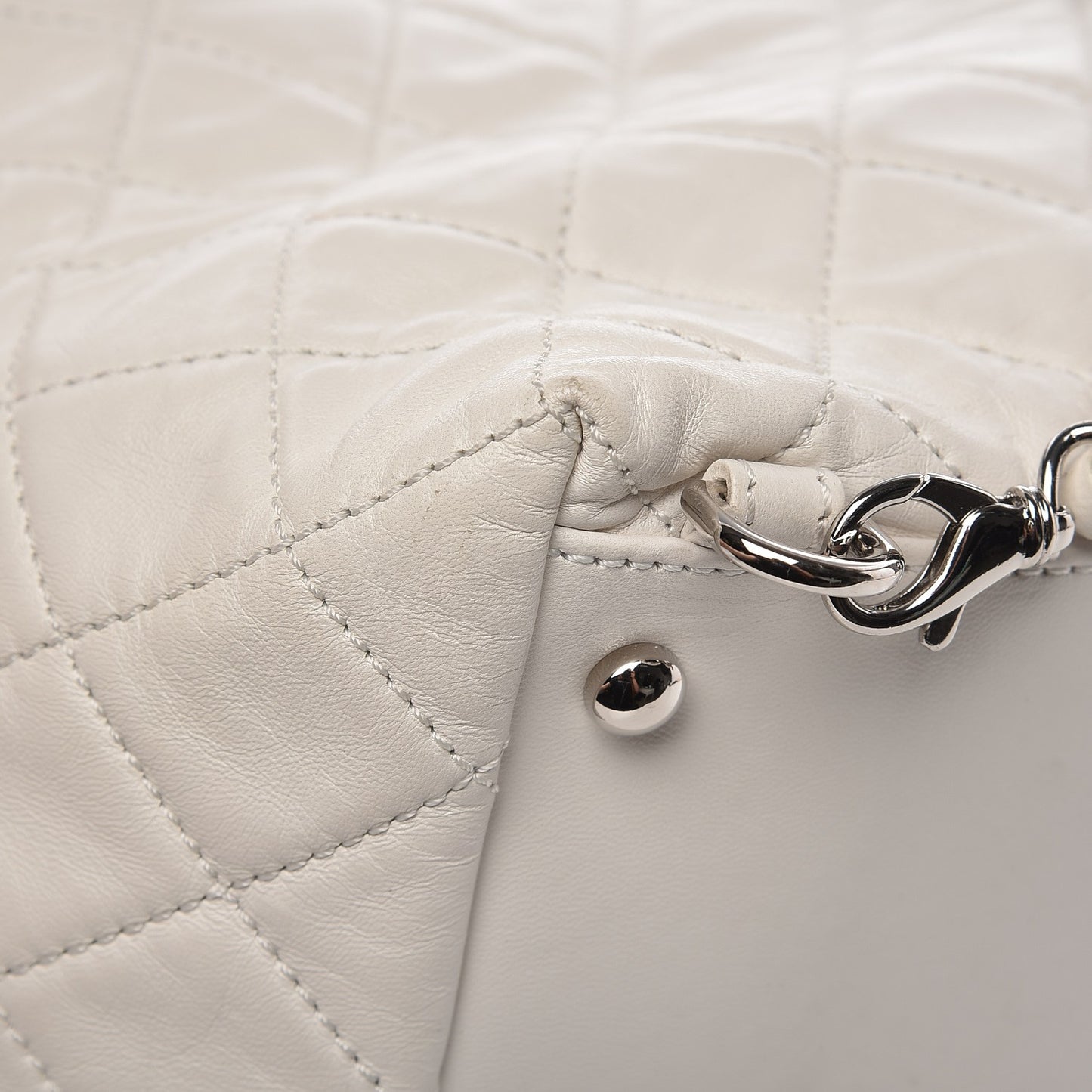 Lambskin Quilted Beijing Backpack Bag White