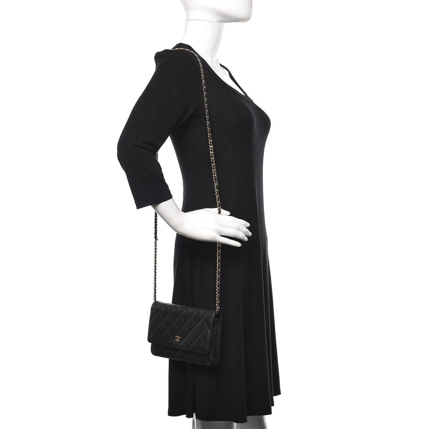 Caviar Quilted Wallet On Chain WOC Black