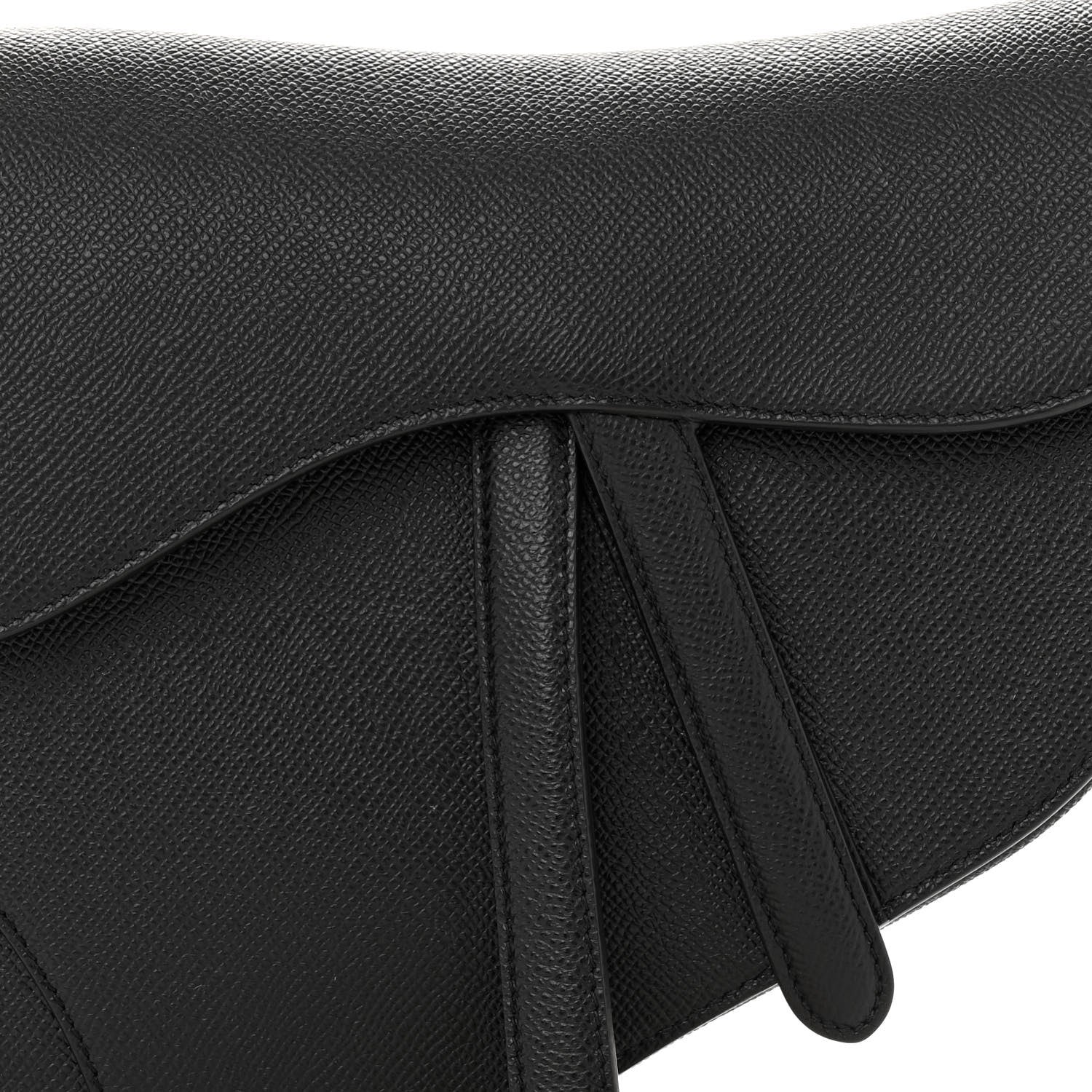 Christian Dior Grained Calfskin Saddle Bag Black 8 of 13